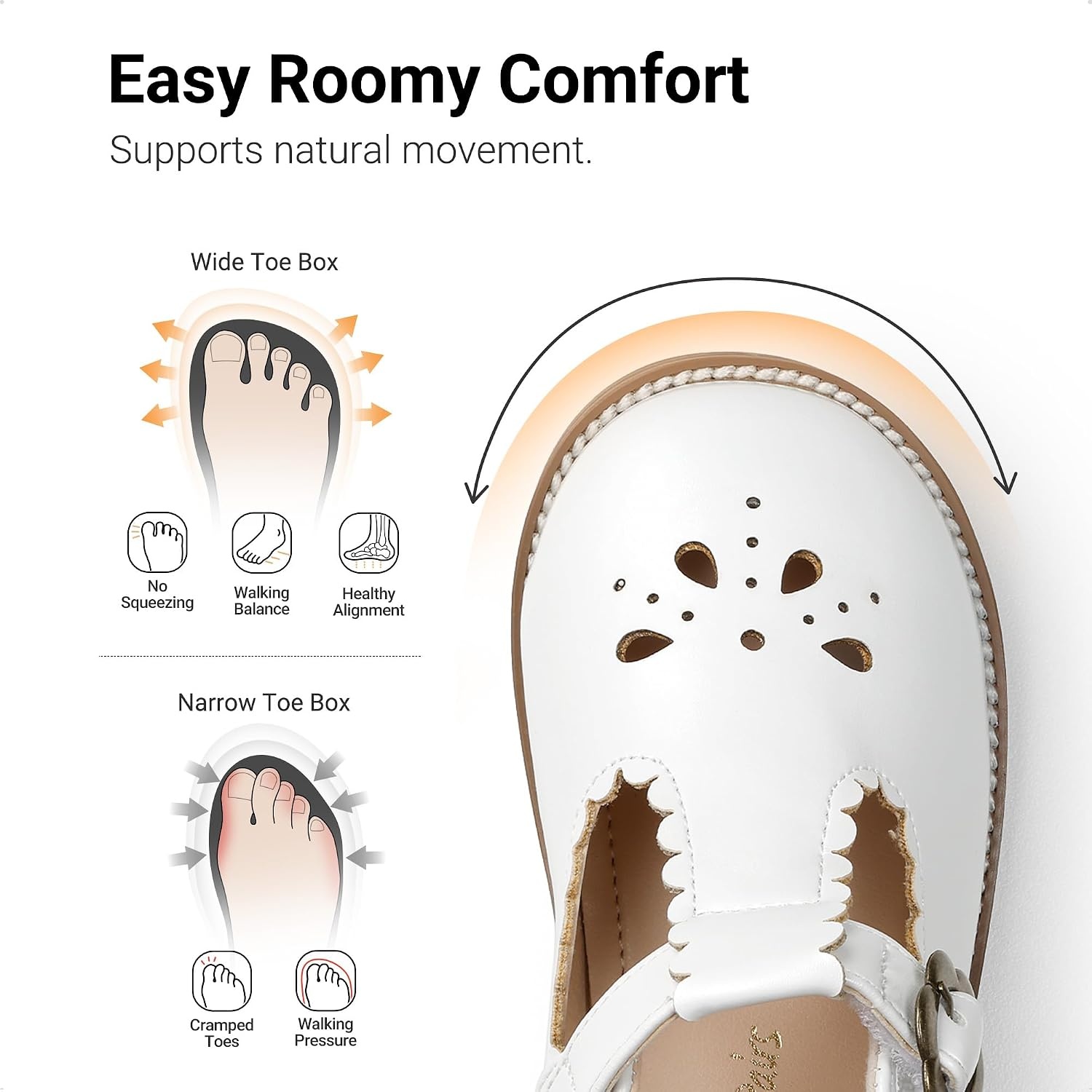 image:imageDREAM PAIRS Girls Mary Jane Shoes Toddler School Uniform Dress Shoes Wide Toe Ballet Flats for Little KidsWhite