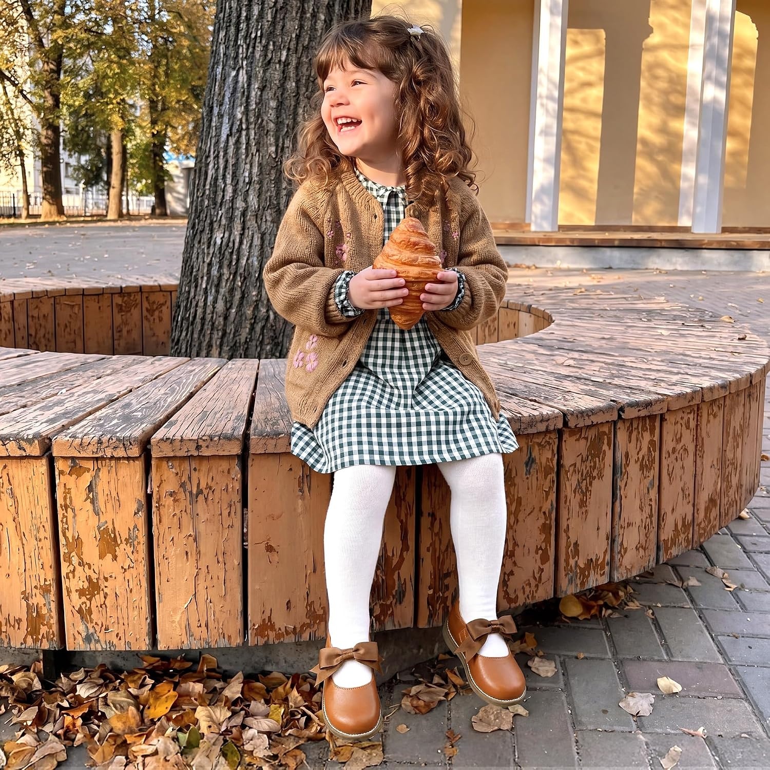 image:imageDREAM PAIRS Girls Mary Jane Shoes Toddler School Uniform Dress Shoes Wide Toe Ballet Flats with Detachable Bow for Little KidsBrown