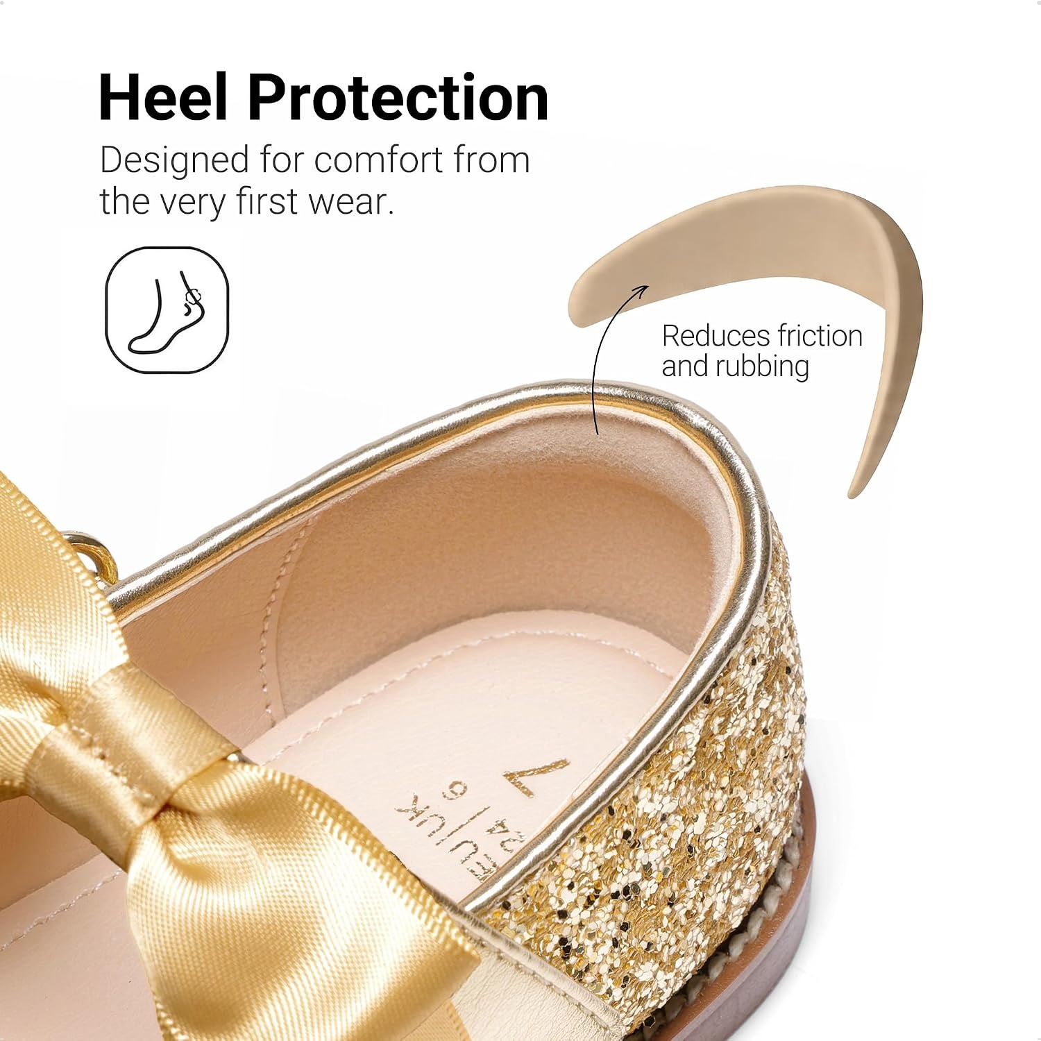 image:imageDREAM PAIRS Girls Mary Jane Shoes Toddler School Uniform Dress Shoes Wide Toe Ballet Flats with Detachable Bow for Little KidsGold