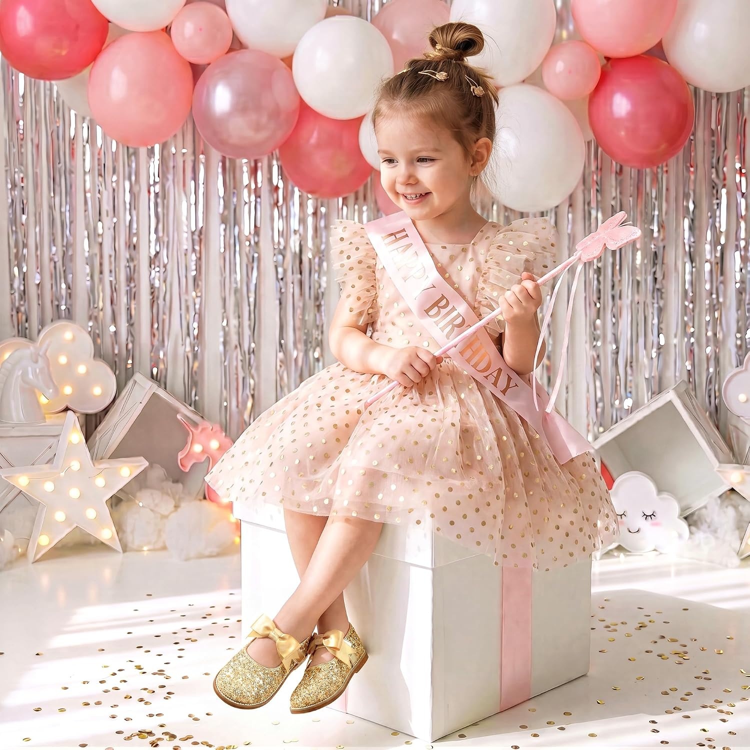 image:imageDREAM PAIRS Girls Mary Jane Shoes Toddler School Uniform Dress Shoes Wide Toe Ballet Flats with Detachable Bow for Little KidsGold