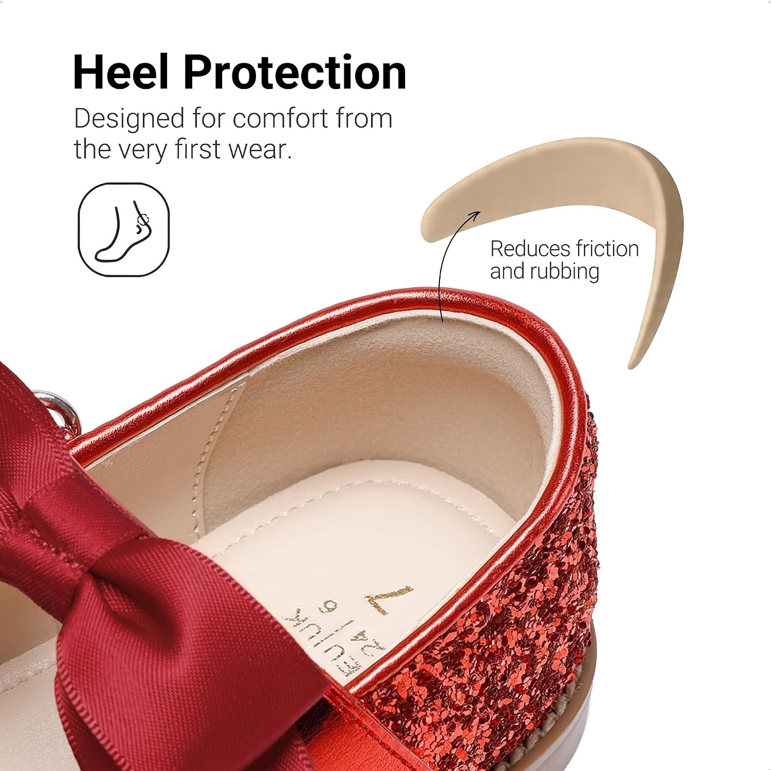 image:imageDREAM PAIRS Girls Mary Jane Shoes Toddler School Uniform Dress Shoes Wide Toe Ballet Flats with Detachable Bow for Little KidsRed