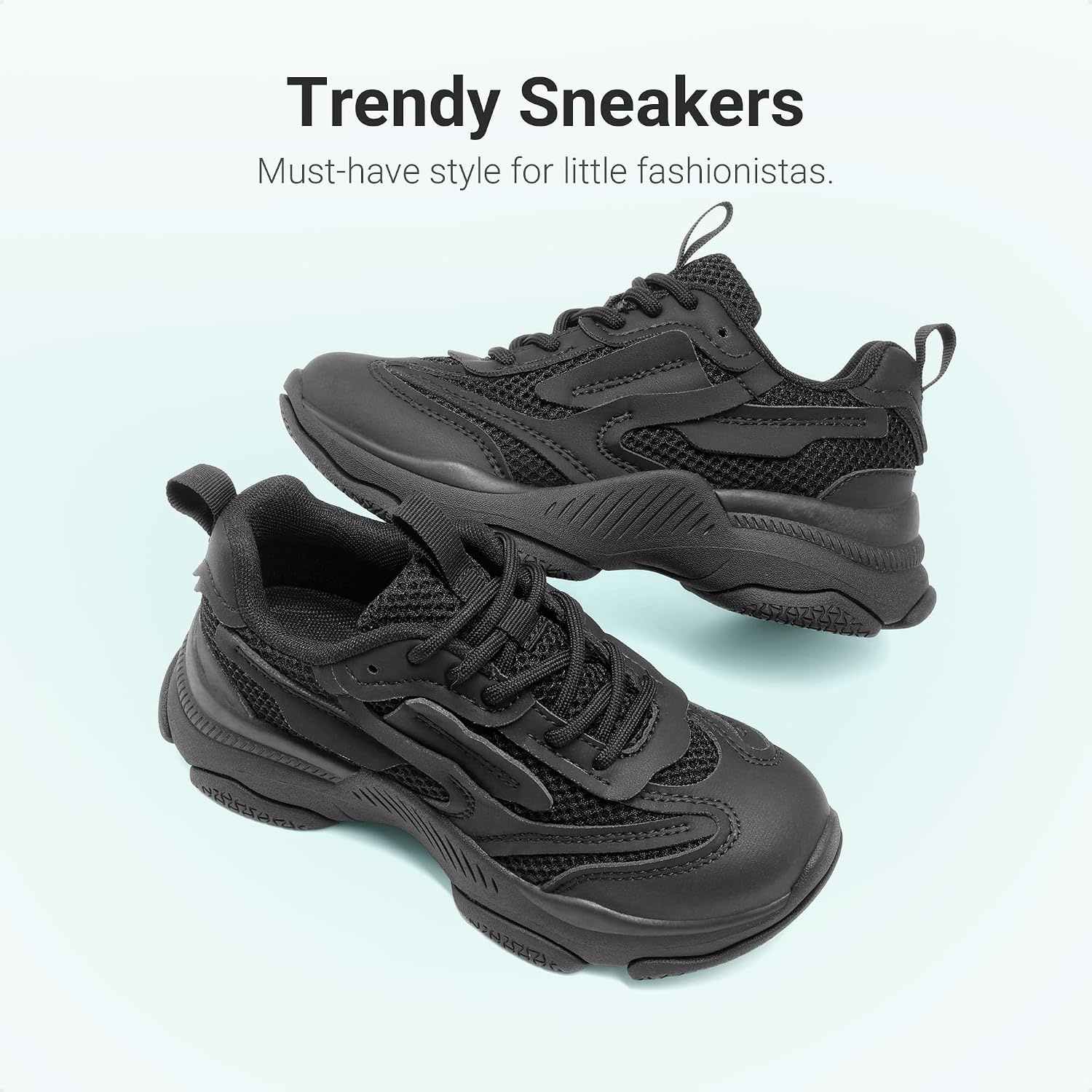 image:imageDREAM PAIRS Kids Girls Sneakers Jelly Sole Lace up Shoes Lightweight Walking Shoes for Girls BoysAll Black