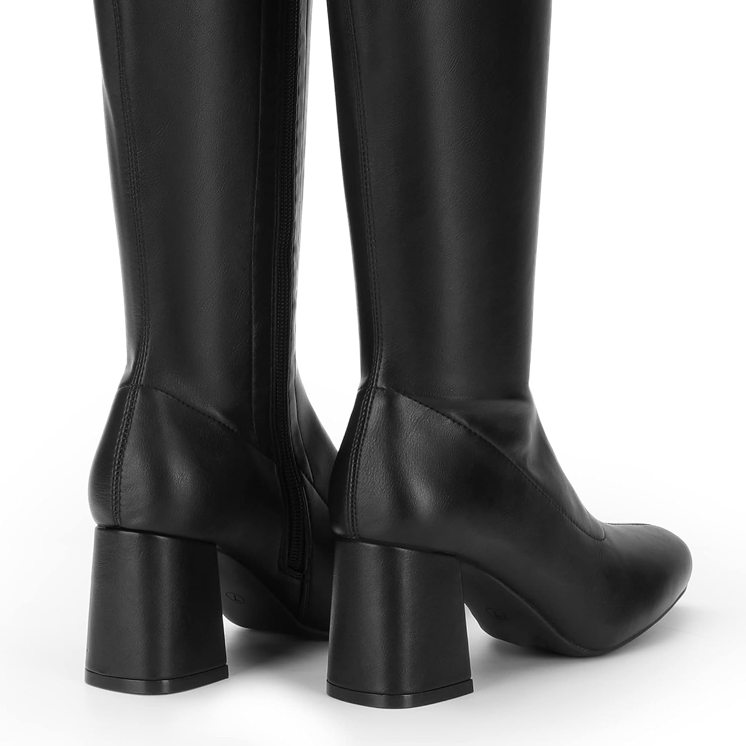 image:imageDREAM PAIRS Womens Gogo Boots Square Toe Chunky Wide Calf Knee High BootsBlackPu