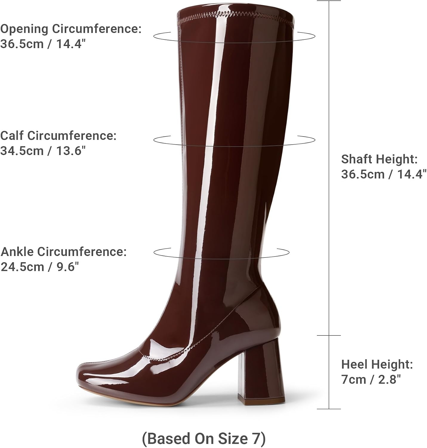 image:imageDREAM PAIRS Womens Gogo Boots Square Toe Chunky Wide Calf Knee High BootsBrown