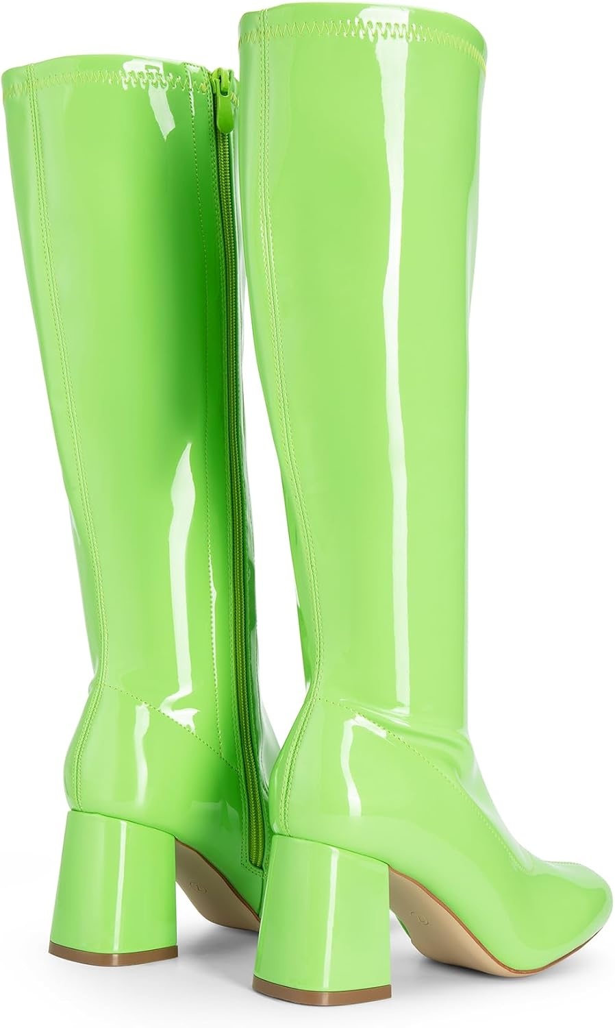 image:imageDREAM PAIRS Womens Gogo Boots Square Toe Chunky Wide Calf Knee High BootsGreenpat
