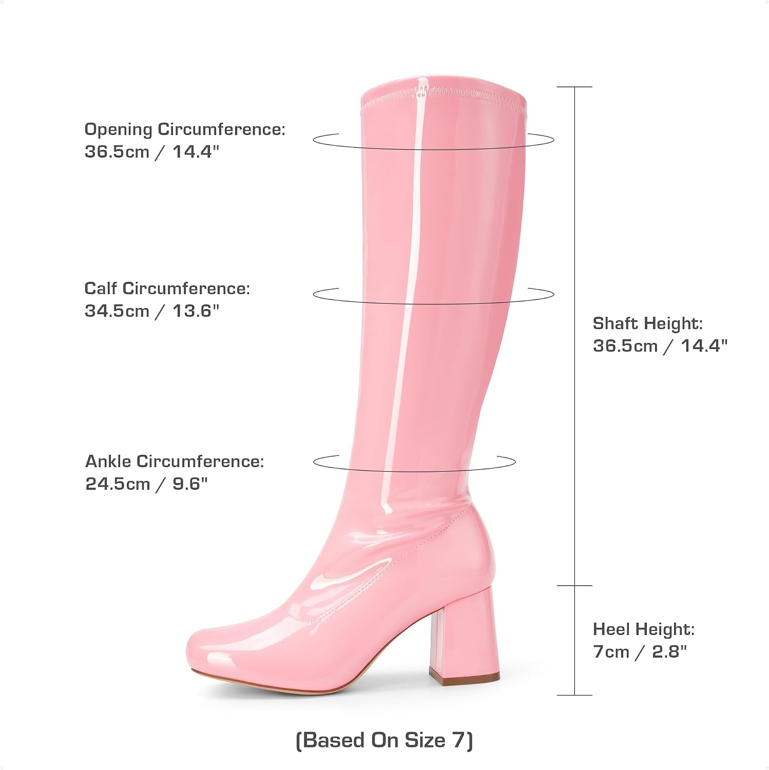 image:imageDREAM PAIRS Womens Gogo Boots Square Toe Chunky Wide Calf Knee High BootsPinkpat