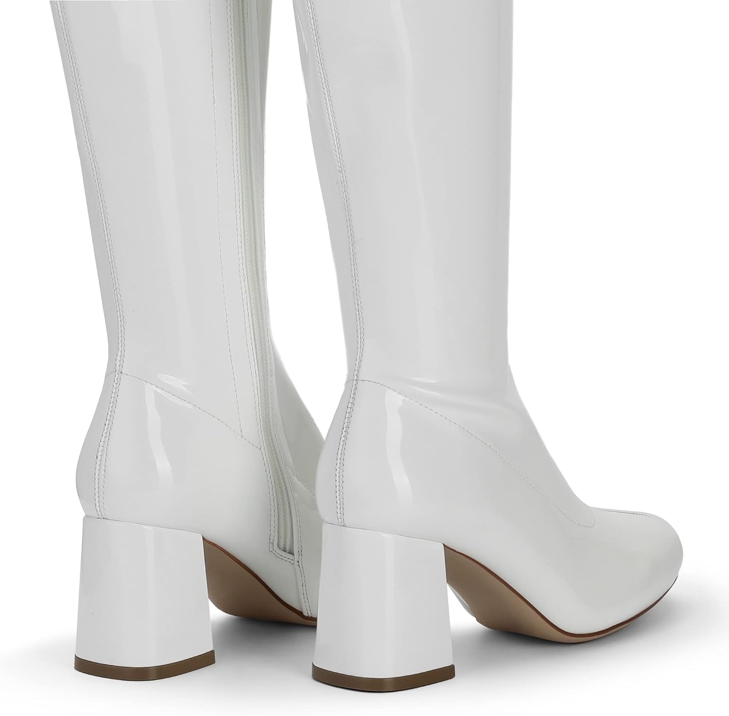 image:imageDREAM PAIRS Womens Gogo Boots Square Toe Chunky Wide Calf Knee High BootsWhite