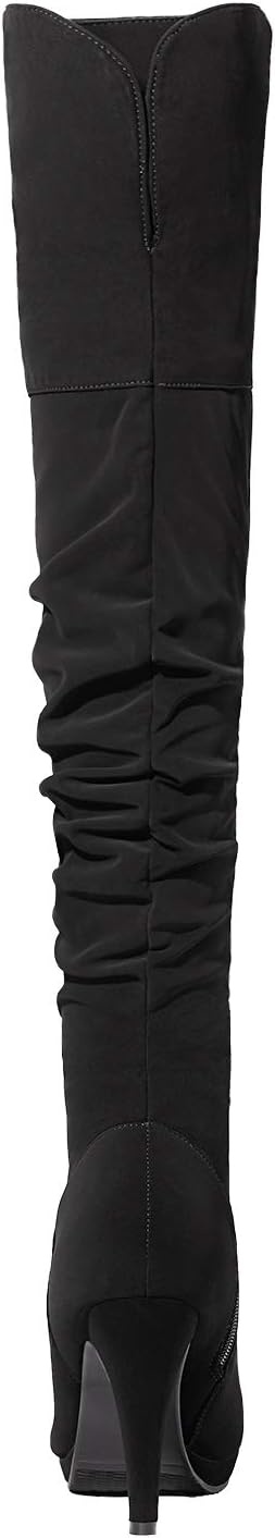 image:imageDREAM PAIRS Womens HIGHPLAT Chunky Thigh High Over The Knee High Heel BootsBlackNubuck1