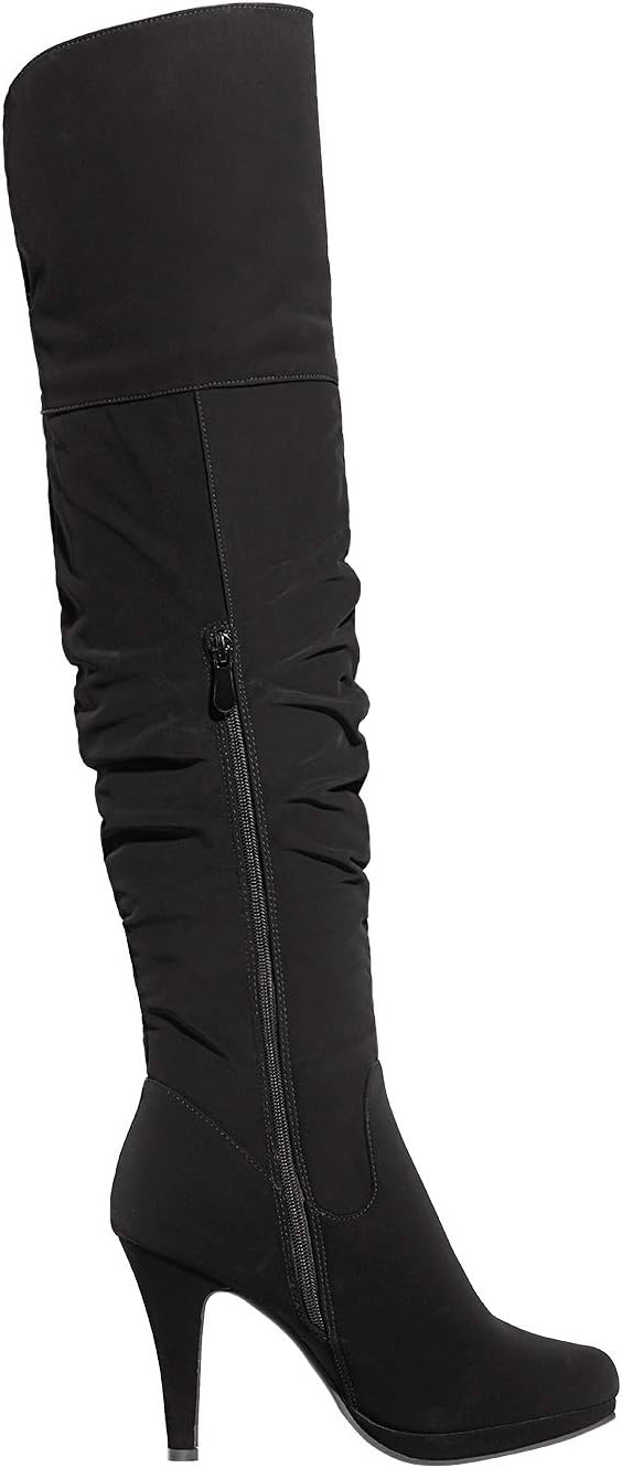 image:imageDREAM PAIRS Womens HIGHPLAT Chunky Thigh High Over The Knee High Heel BootsBlackNubuck1
