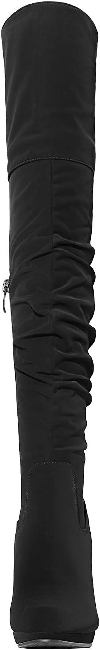 image:imageDREAM PAIRS Womens HIGHPLAT Chunky Thigh High Over The Knee High Heel BootsBlackNubuck1