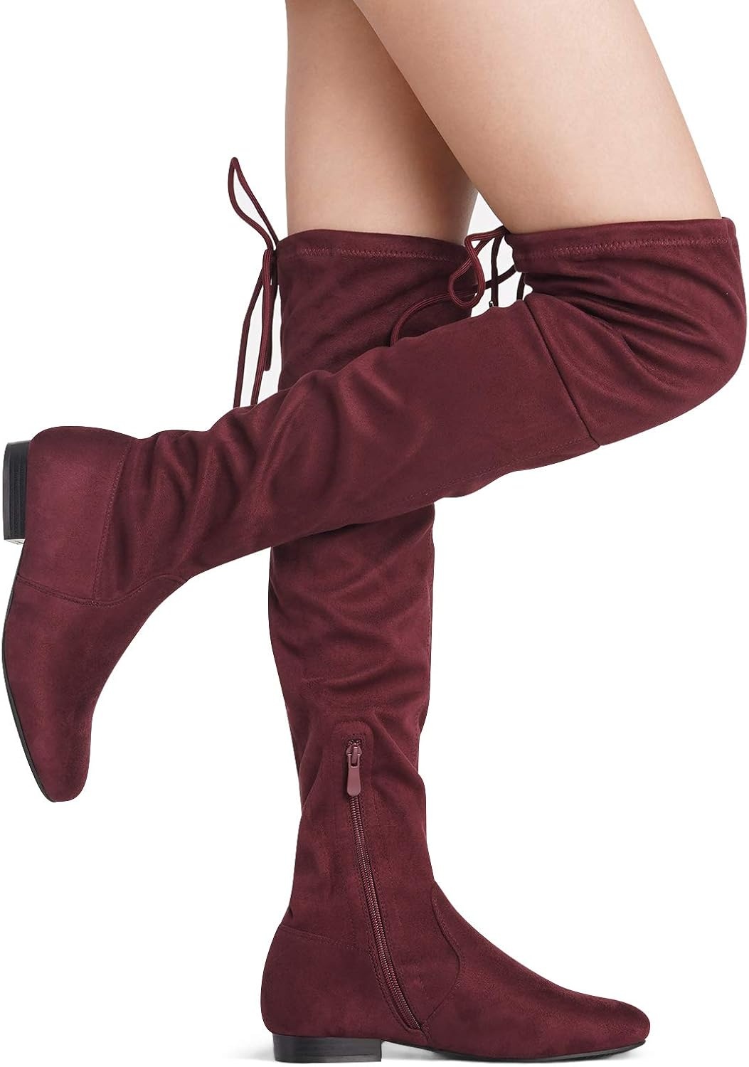 image:imageDREAM PAIRS Womens HIGHPLAT Chunky Thigh High Over The Knee High Heel BootsBlackNubuck1