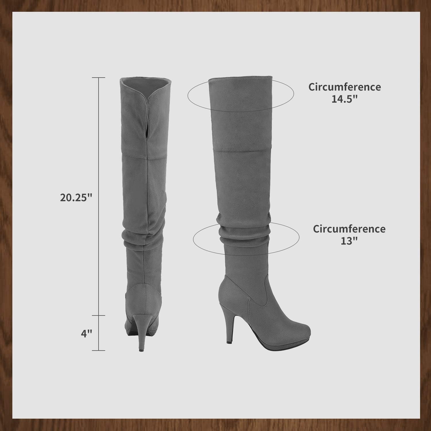 image:imageDREAM PAIRS Womens HIGHPLAT Chunky Thigh High Over The Knee High Heel BootsLightGrey