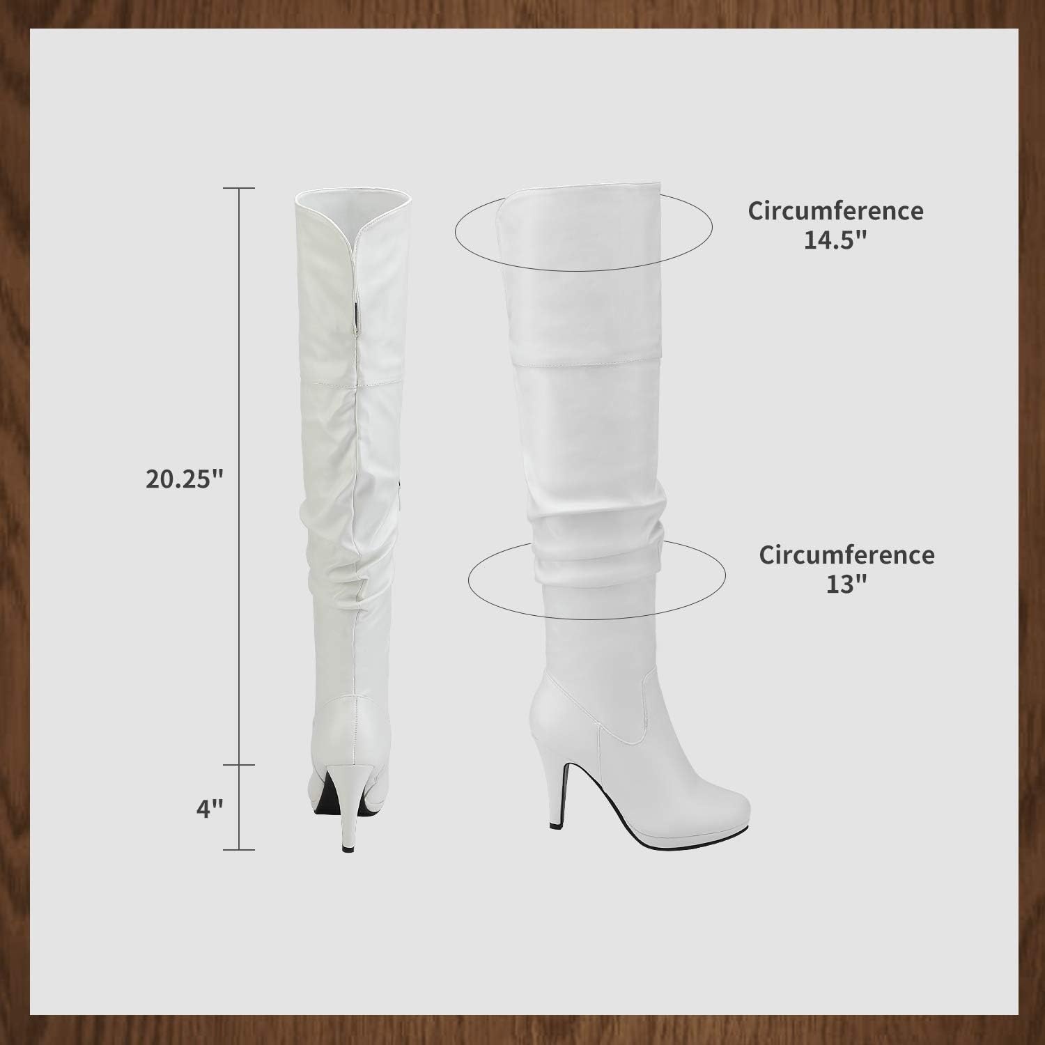 image:imageDREAM PAIRS Womens HIGHPLAT Chunky Thigh High Over The Knee High Heel BootsWhitePu1