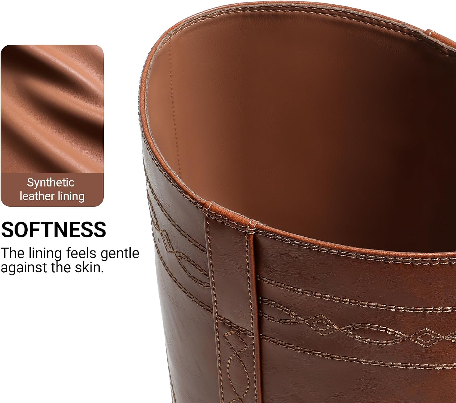 image:imageDREAM PAIRS Womens Knee High Boots Pullon Tall Shaft with Western Stitching Vintage Style Comfortable Square Toe Boots for WomenBrown