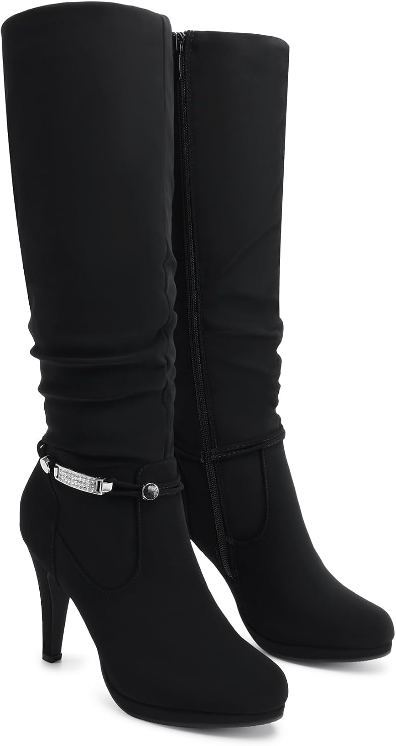 image:imageDREAM PAIRS Womens Knee High Platform Heel BootsBlack