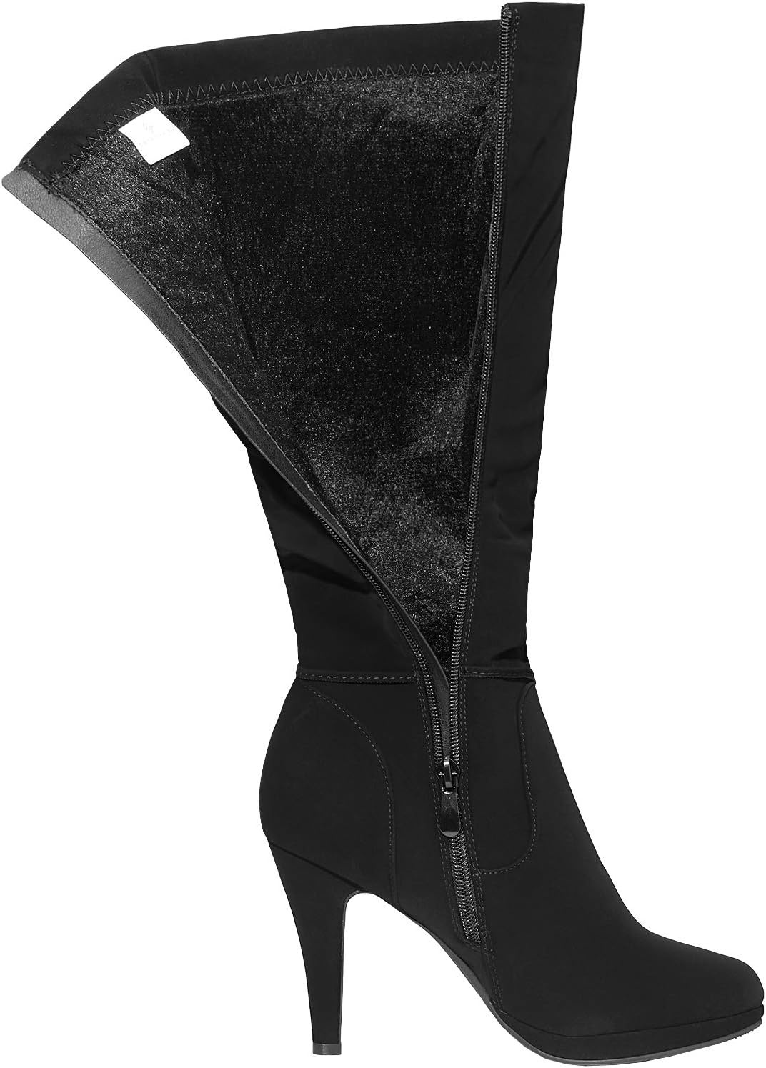 image:imageDREAM PAIRS Womens Knee High Platform Heel BootsBlackNubuck