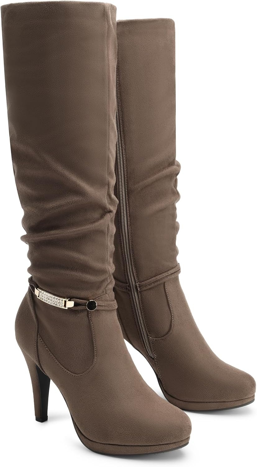 image:imageDREAM PAIRS Womens Knee High Platform Heel BootsNatural