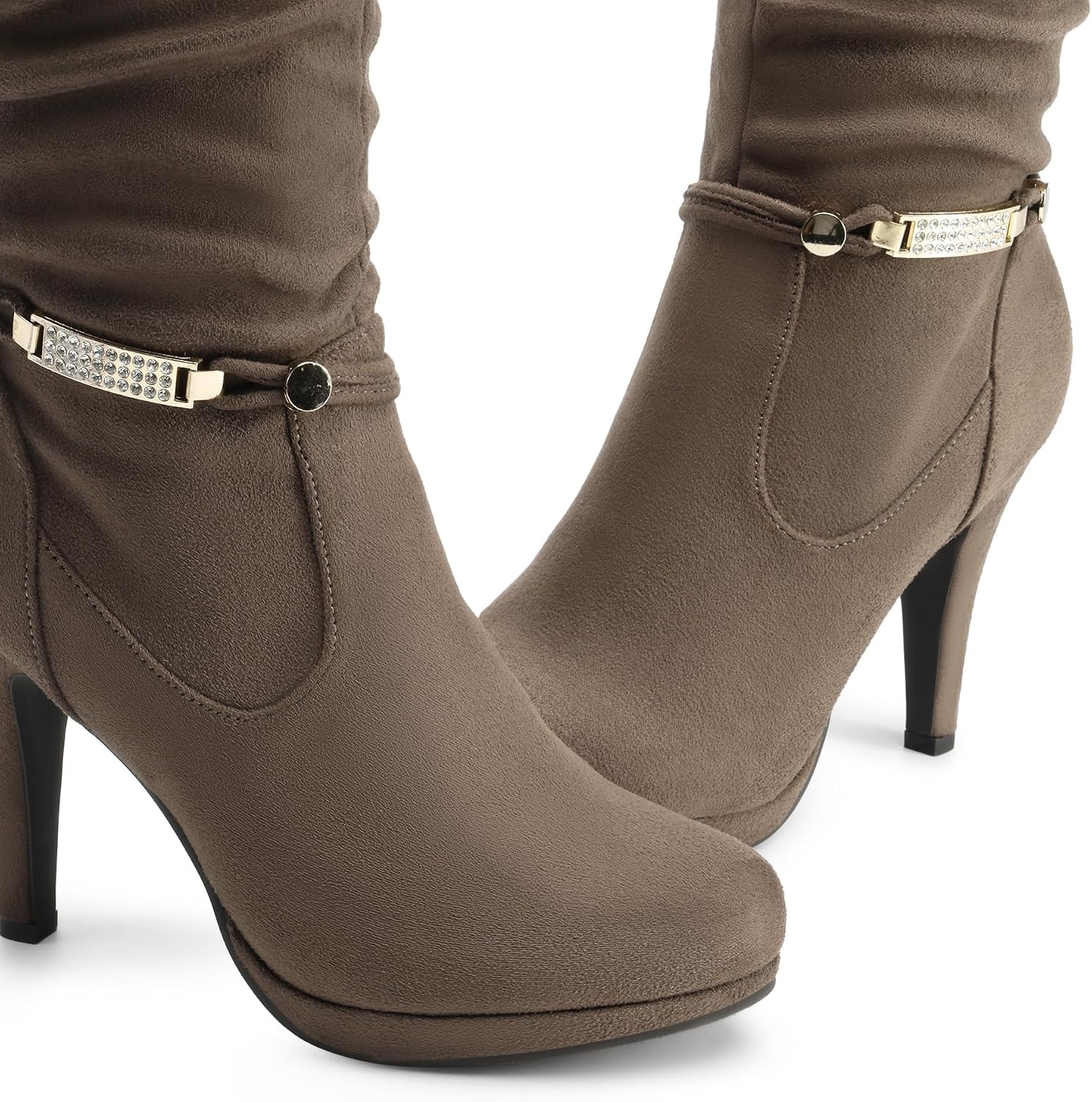 image:imageDREAM PAIRS Womens Knee High Platform Heel BootsNatural