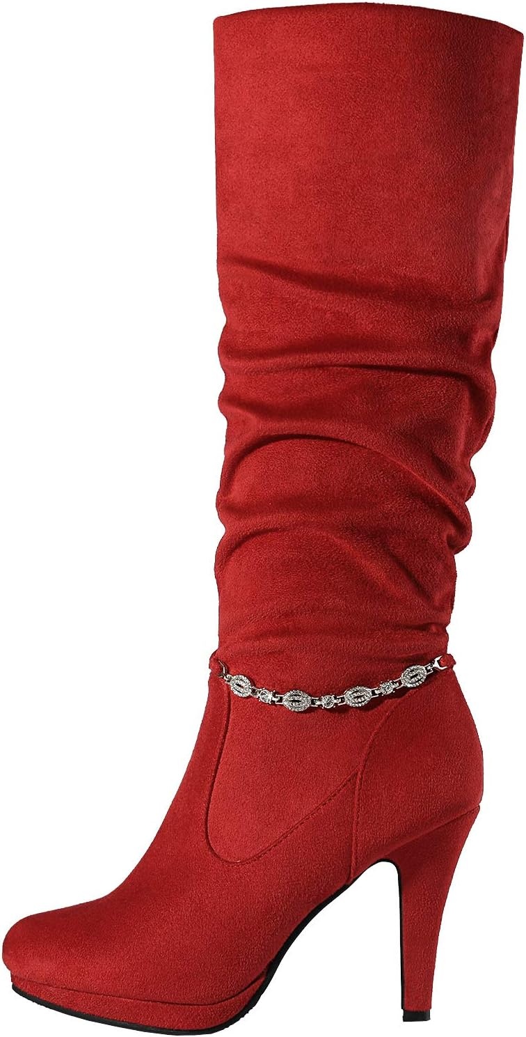 image:imageDREAM PAIRS Womens Knee High Platform Heel BootsRedm