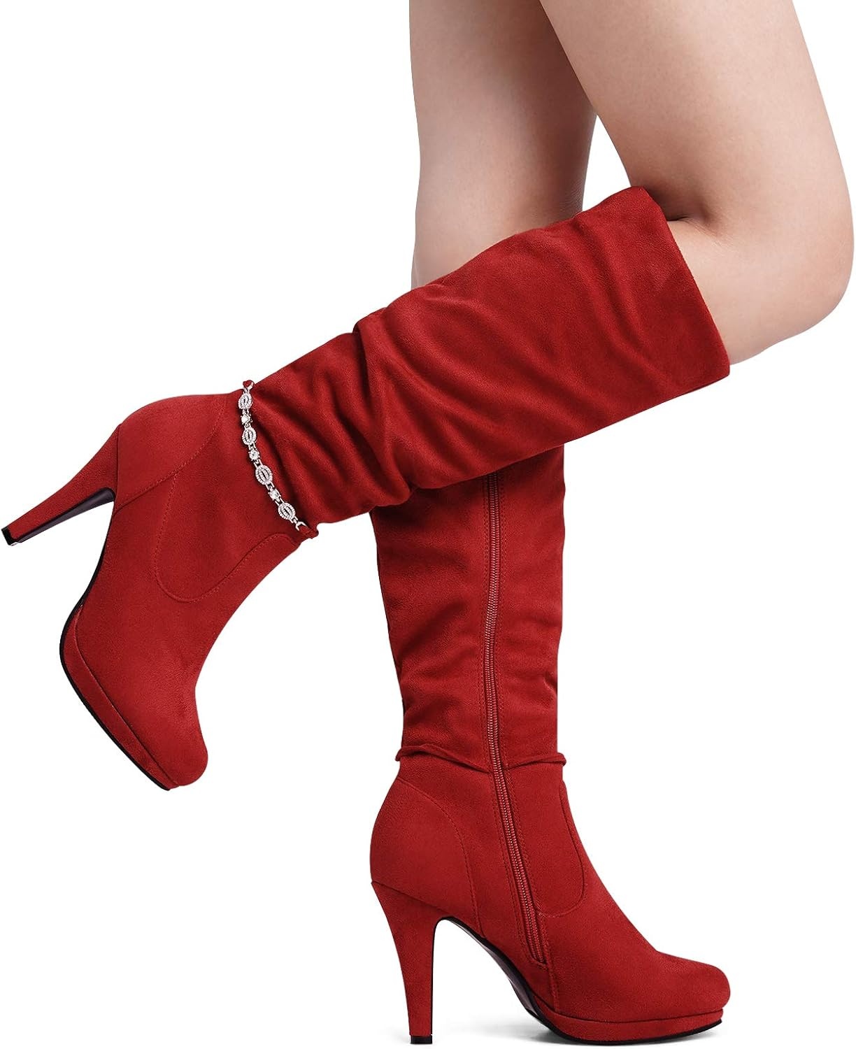 image:imageDREAM PAIRS Womens Knee High Platform Heel BootsRedm
