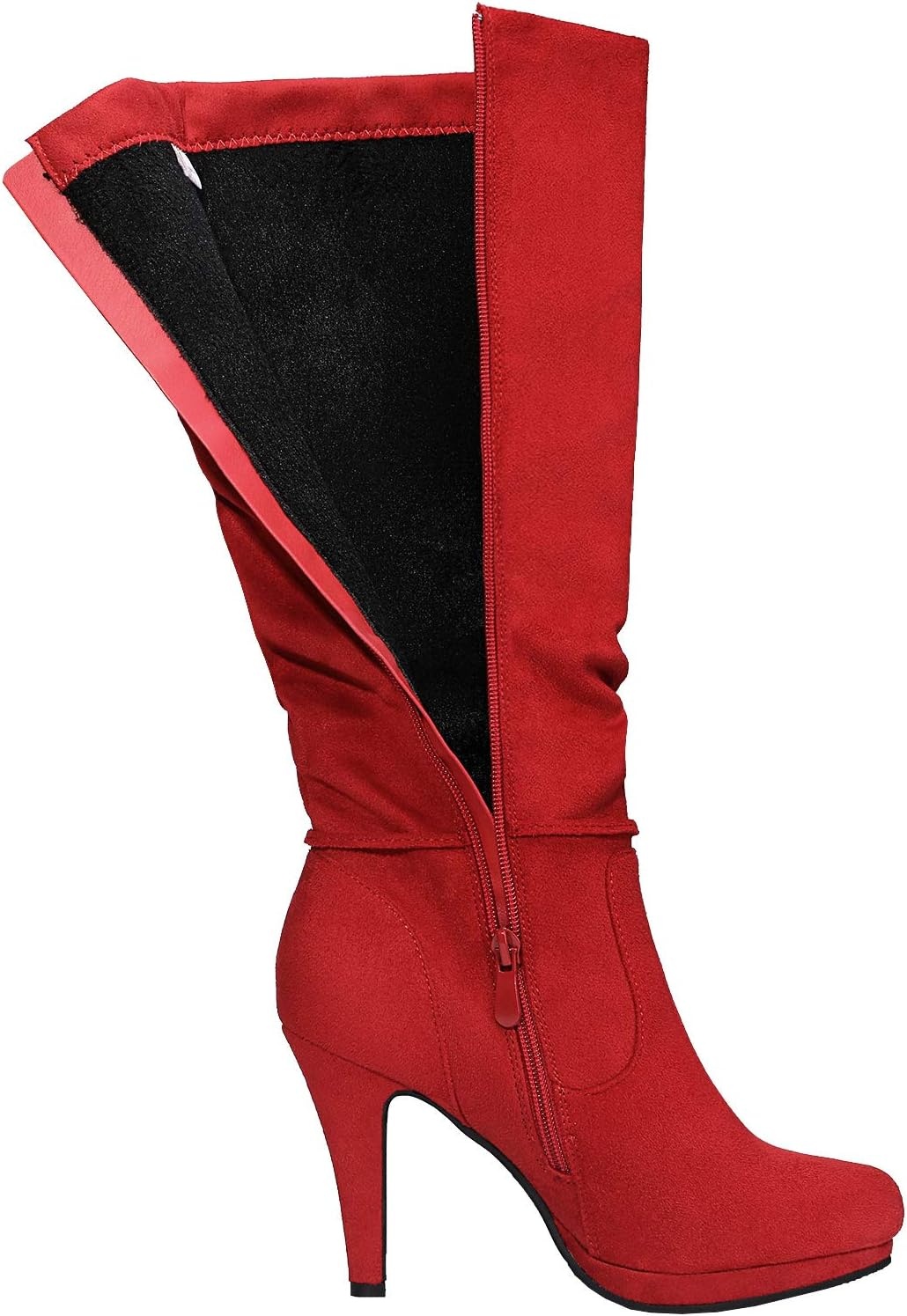 image:imageDREAM PAIRS Womens Knee High Platform Heel BootsRedm