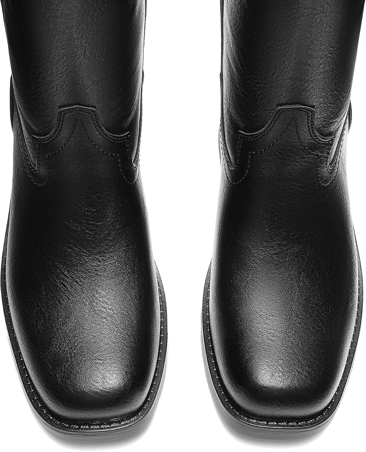 image:imageDREAM PAIRS Womens Modern Knee High Boots with Vintage Western Stitching Comfortable and Versatile Tall BootsBlack