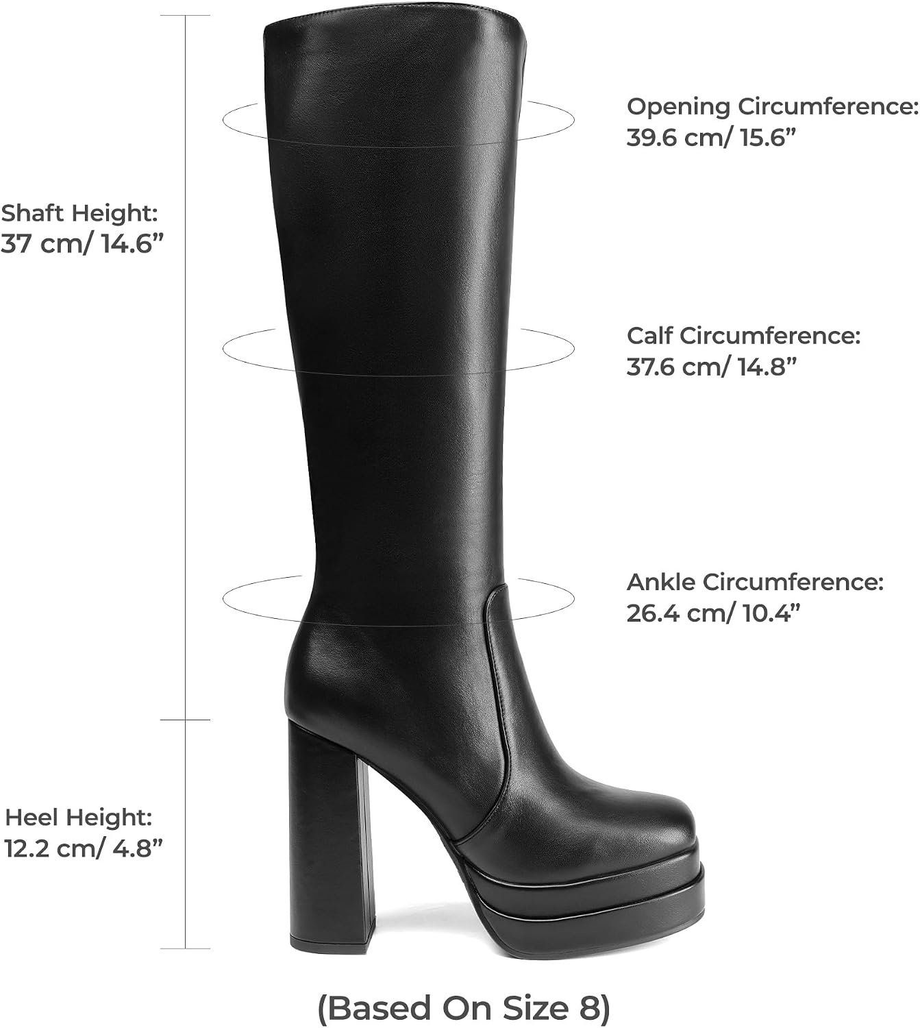 image:imageDREAM PAIRS Womens Platform Heeled Knee High Boots Long Chunky Tall Gogo Boots for FallBlack