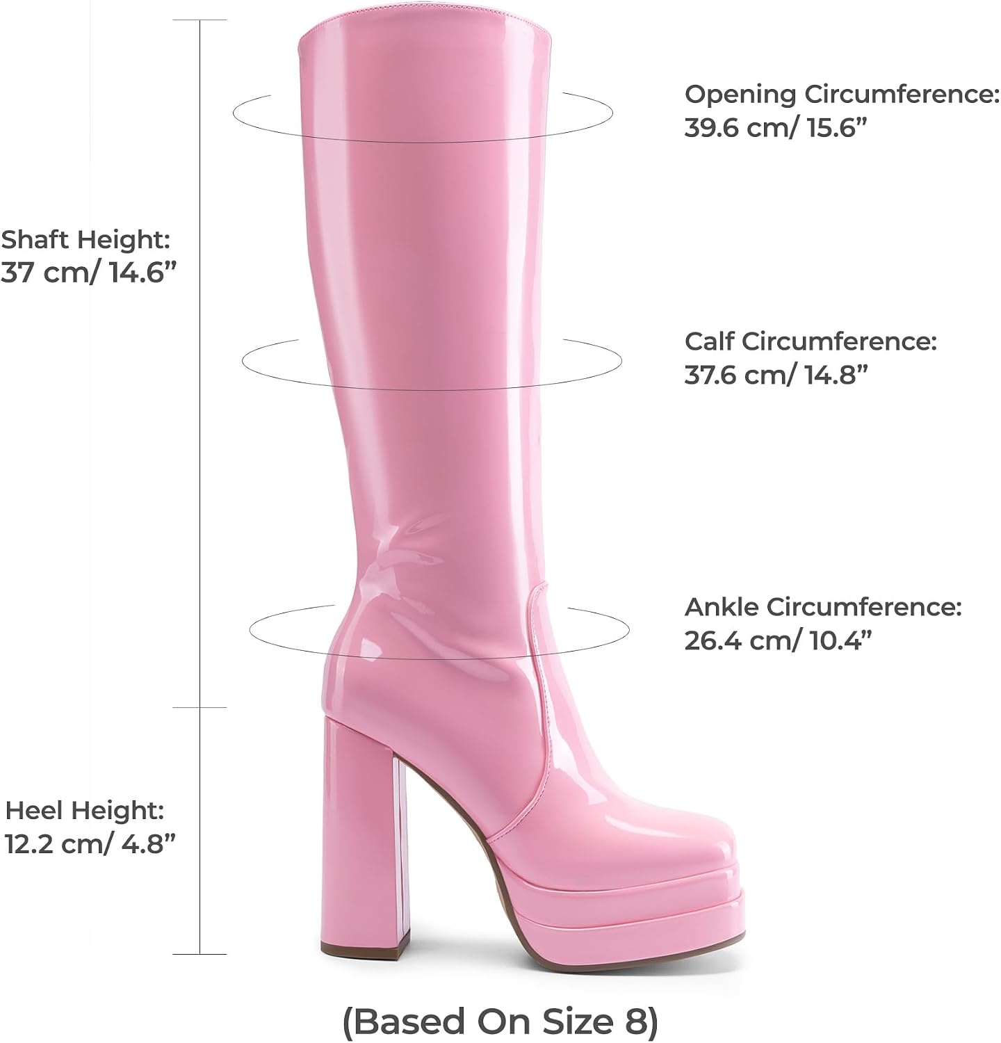 image:imageDREAM PAIRS Womens Platform Heeled Knee High Boots Long Chunky Tall Gogo Boots for FallPink