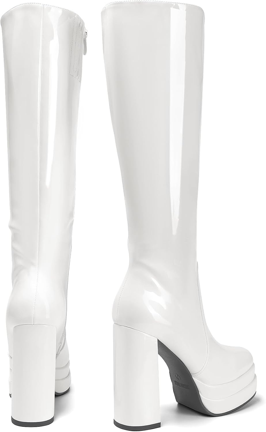 image:imageDREAM PAIRS Womens Platform Heeled Knee High Boots Long Chunky Tall Gogo Boots for FallWhitepat