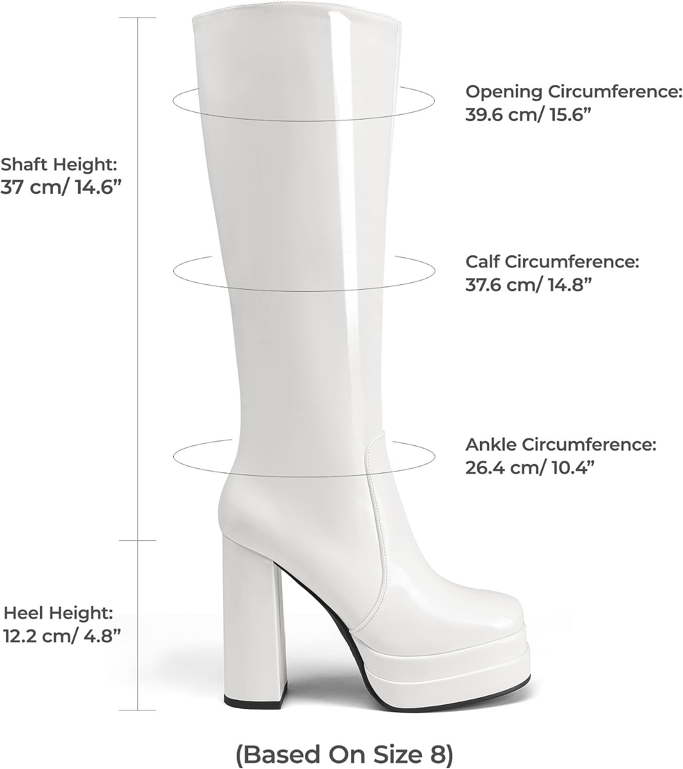 image:imageDREAM PAIRS Womens Platform Heeled Knee High Boots Long Chunky Tall Gogo Boots for FallWhitepat