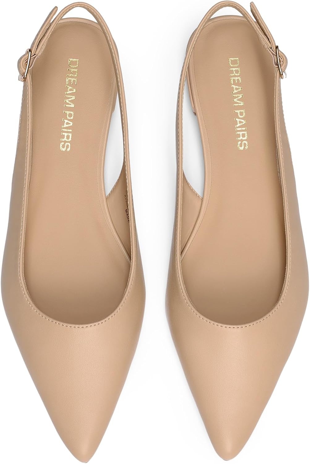 image:imageDREAM PAIRS Womens Slingback Dressy Pointed Toe Ballet Flats with Buckle Strap Low Heel Dress Flat ShoesNude