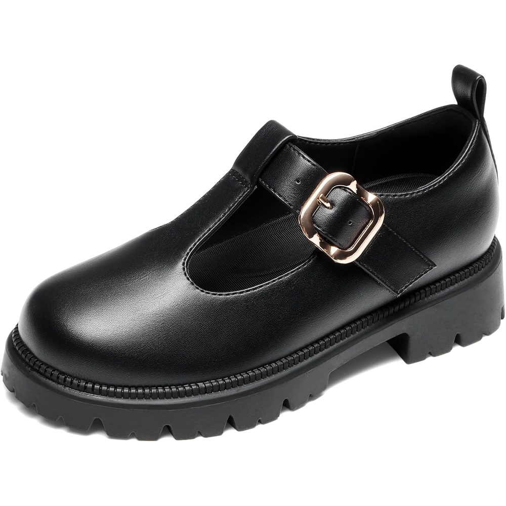 image:imageDREAM PAIRS Girls Mary Jane Dress Shoes School Uniform TStrap Loafers Platform Chunky Heel Closed Toe FlatsBlack