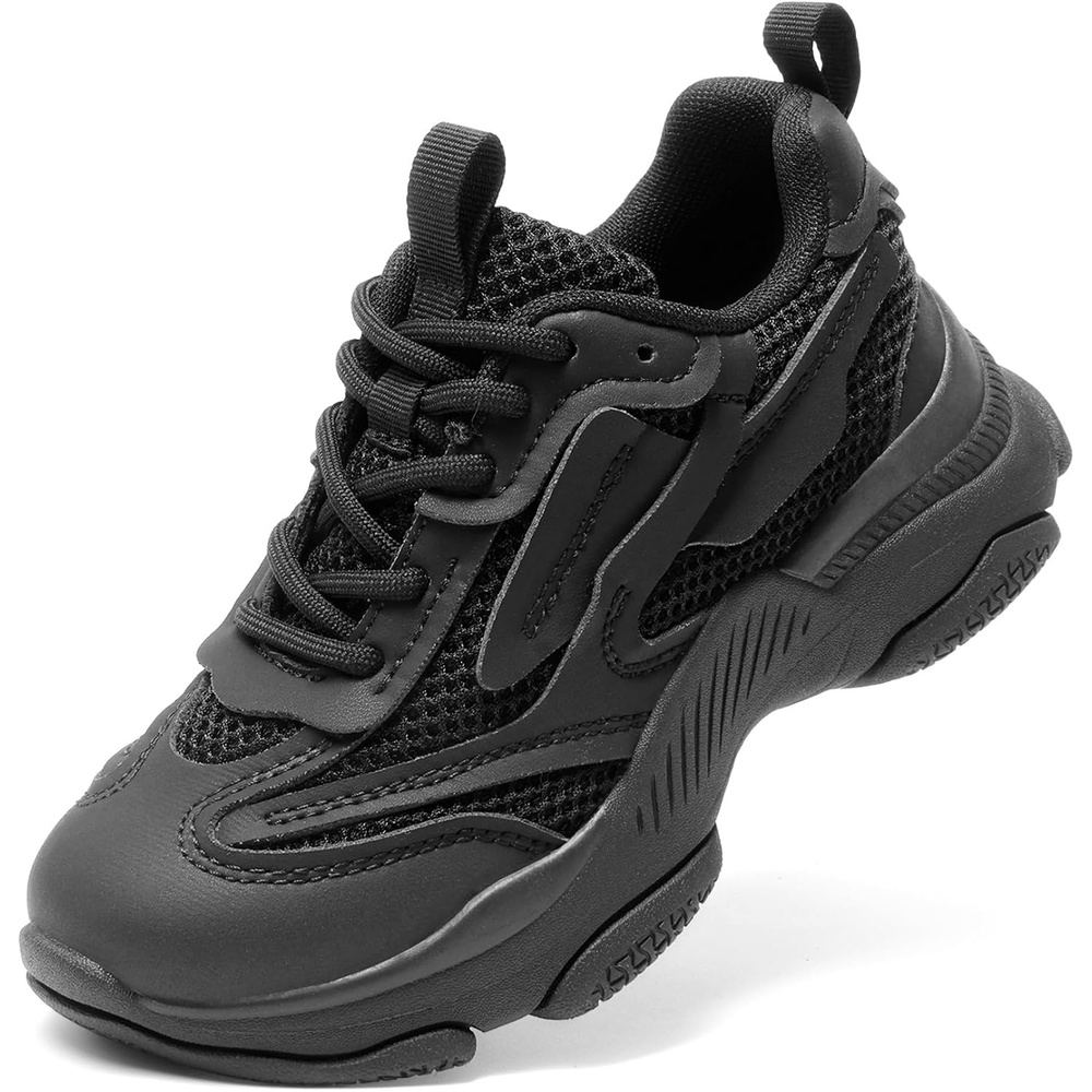 image:imageDREAM PAIRS Kids Girls Sneakers Jelly Sole Lace up Shoes Lightweight Walking Shoes for Girls BoysAll Black