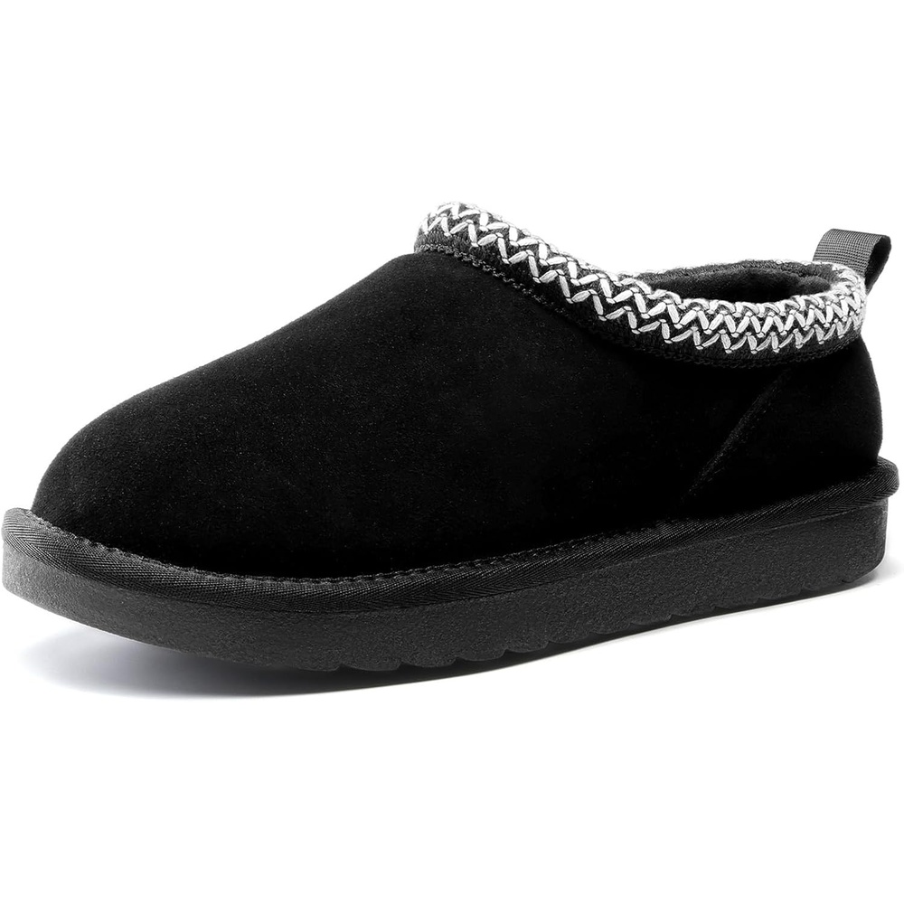 image:imageDREAM PAIRS Womens Genuine Suede Fuzzy Slippers Indoor Outdoor Fluffy Home Comfy Winter Slip On Cute Warm Memory Foam Furry Shoes FuzzyEasyBlack