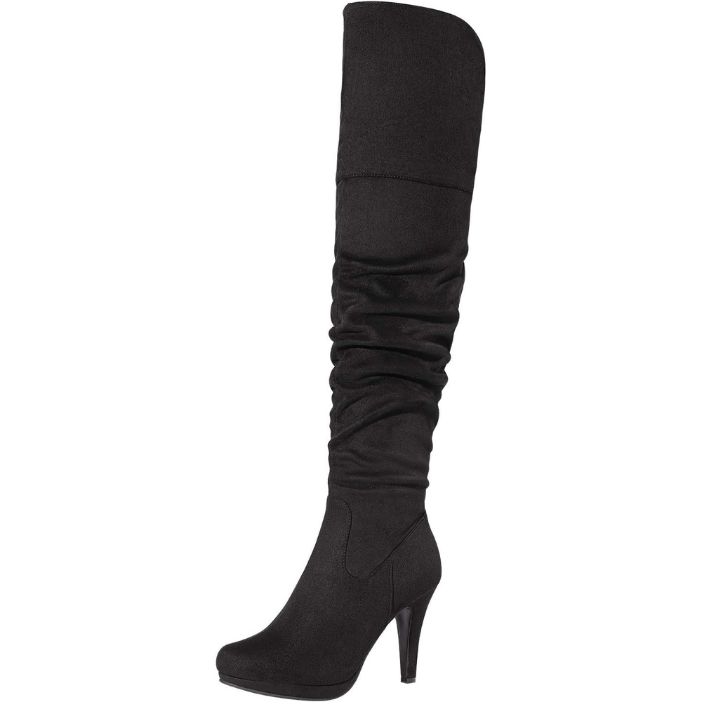 image:imageDREAM PAIRS Womens HIGHPLAT Chunky Thigh High Over The Knee High Heel BootsBlack1