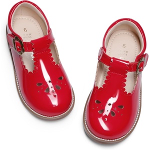 DREAM PAIRS Girls Mary Jane Shoes – Toddler School Uniform Dress Shoes, Wide Toe Ballet Flats for Little Kids(Red)