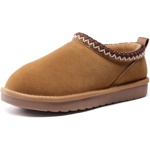 DREAM PAIRS Women’s Genuine Suede Fuzzy Slippers Indoor Outdoor Fluffy Home Comfy Winter Slip On Cute Warm Memory Foam Furry Shoes FuzzyEasy(Chestnut)