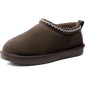 DREAM PAIRS Women’s Genuine Suede Fuzzy Slippers Indoor Outdoor Fluffy Home Comfy Winter Slip On Cute Warm Memory Foam Furry Shoes FuzzyEasy(Dark Brown)