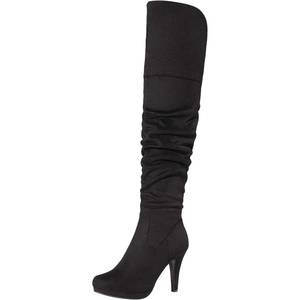DREAM PAIRS Women’s HIGHPLAT Chunky Thigh High Over The Knee High Heel Boots(Black-1)