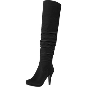 DREAM PAIRS Women’s HIGHPLAT Chunky Thigh High Over The Knee High Heel Boots(Black/Nubuck-1)