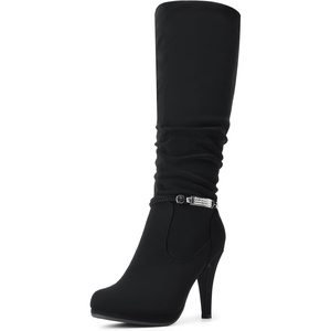 DREAM PAIRS Women’s Knee High Platform Heel Boots(Black)