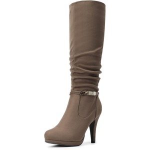 DREAM PAIRS Women’s Knee High Platform Heel Boots(Natural)