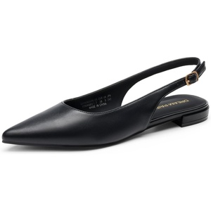 DREAM PAIRS Women’s Slingback Dressy Pointed Toe Ballet Flats with Buckle Strap Low Heel Dress Flat Shoes(Black)