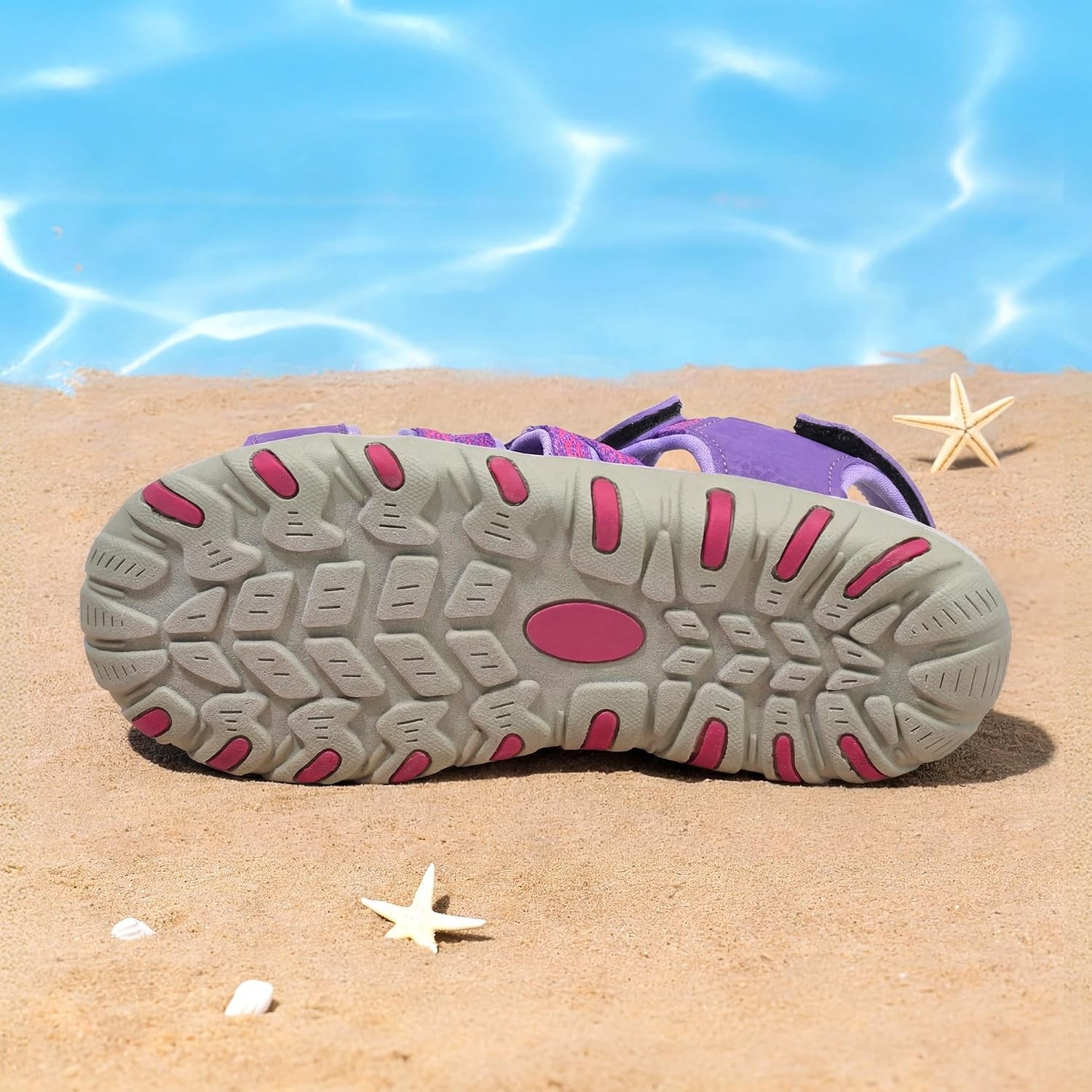 image:imageDREAM PAIRS Boys Girls Summer Outdoor Athletic Sport Sandals Hiking Beach Casual Water Closed Toe Adjustable Multicolor for ToddlerLittleBig KidsAll Purple