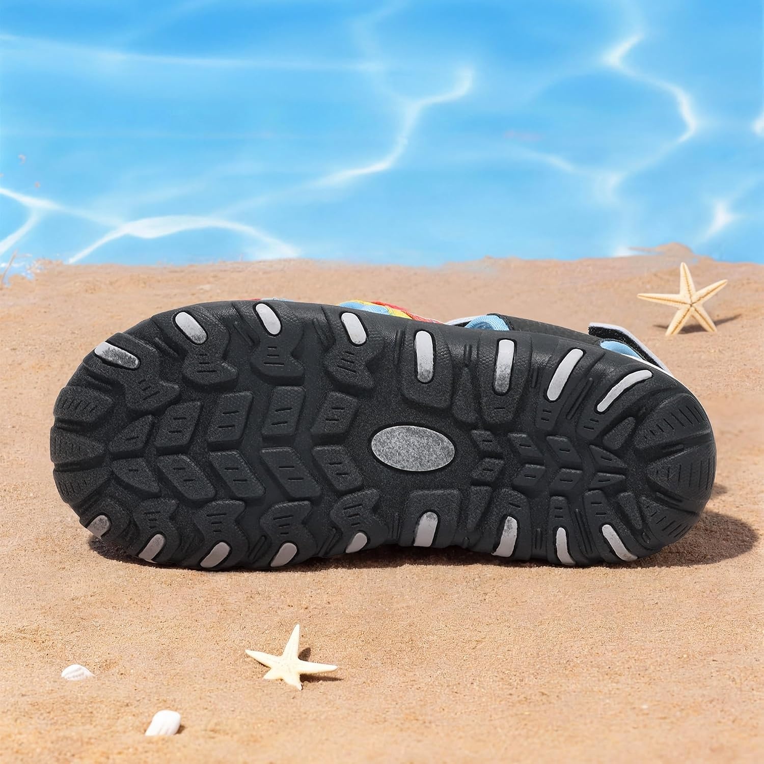 image:imageDREAM PAIRS Boys Girls Summer Outdoor Athletic Sport Sandals Hiking Beach Casual Water Closed Toe Adjustable Multicolor for ToddlerLittleBig KidsBlueBlack