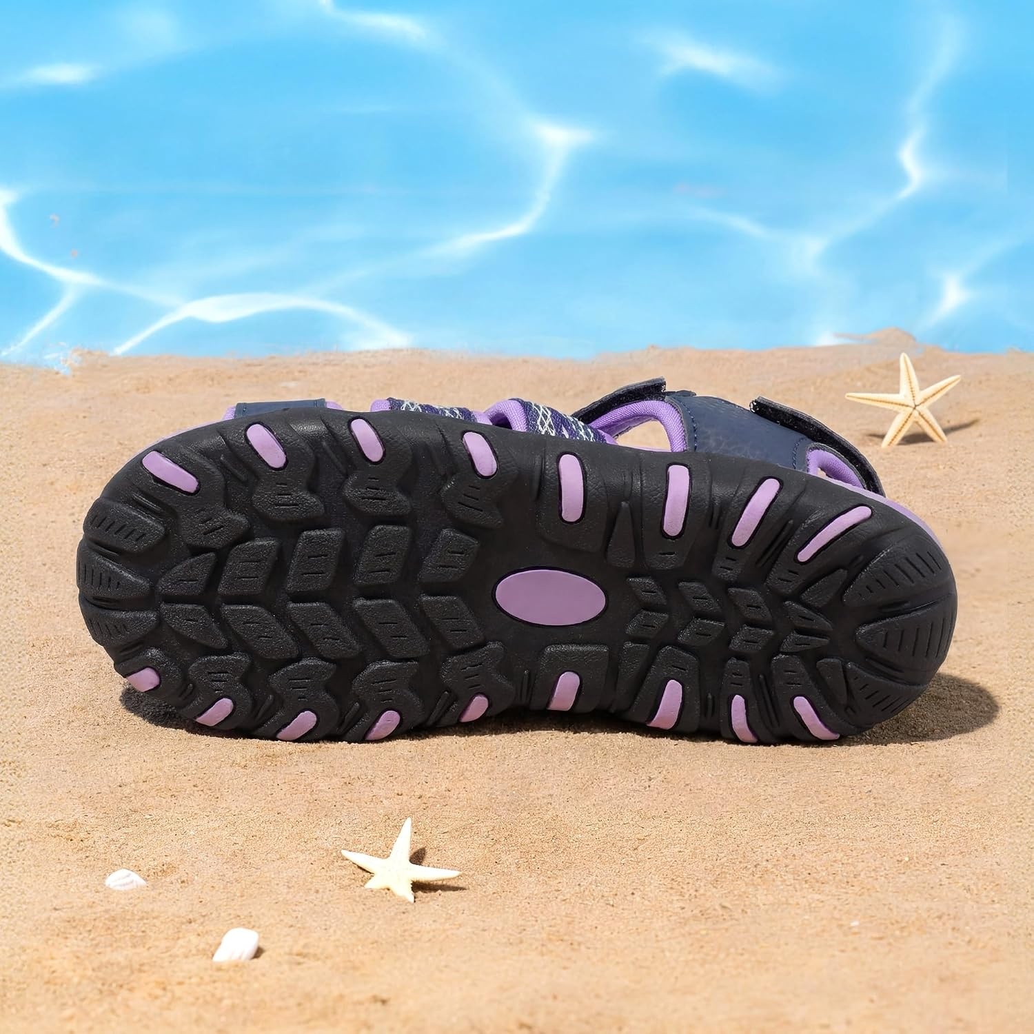 image:imageDREAM PAIRS Boys Girls Summer Outdoor Athletic Sport Sandals Hiking Beach Casual Water Closed Toe Adjustable Multicolor for ToddlerLittleBig KidsPurple