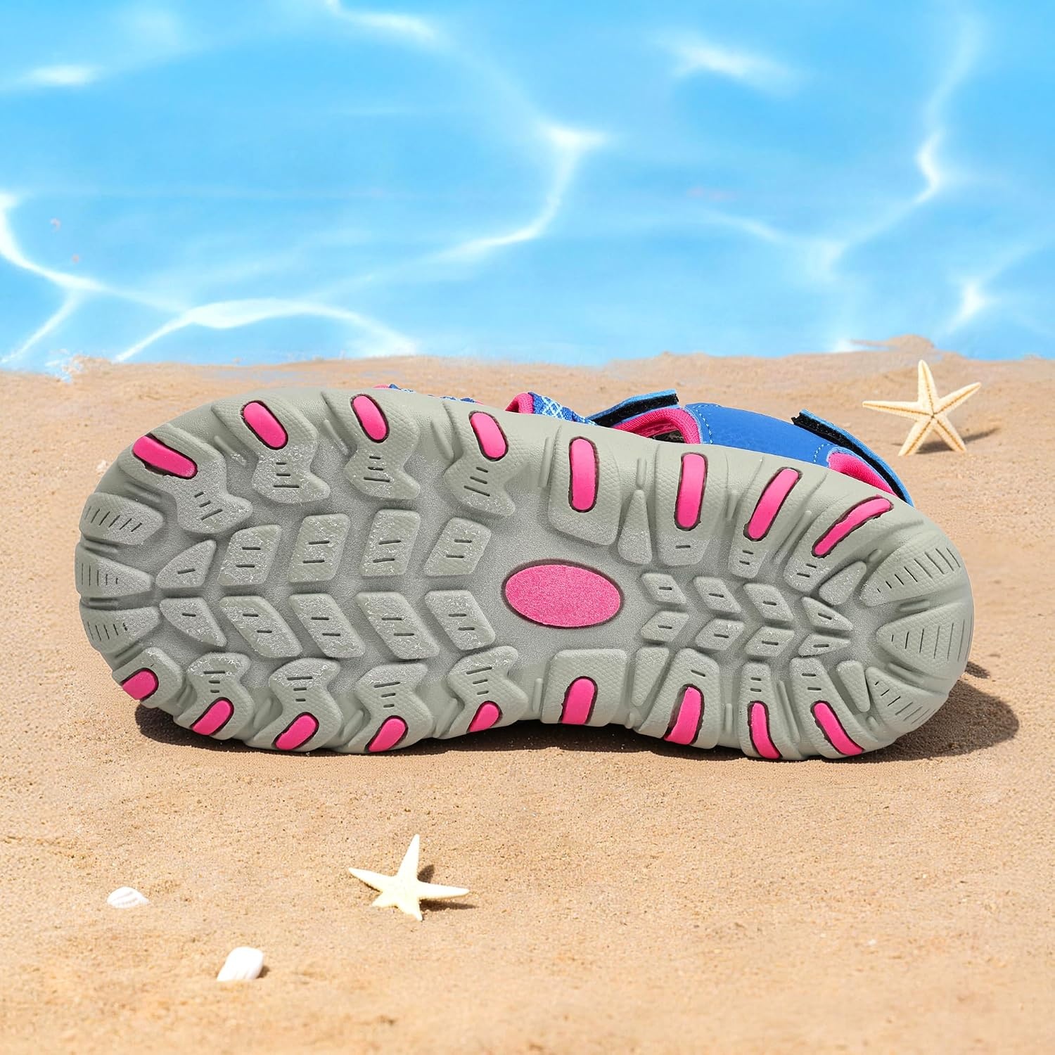image:imageDREAM PAIRS Boys Girls Summer Outdoor Athletic Sport Sandals Hiking Beach Casual Water Closed Toe Adjustable Multicolor for ToddlerLittleBig KidsRoyalFuchsia