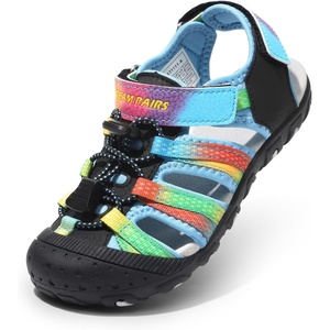 DREAM PAIRS Boys Girls Summer Outdoor Athletic Sport Sandals Hiking Beach Casual Water Closed Toe Adjustable Multicolor for Toddler/Little/Big Kids(Blue/Black)