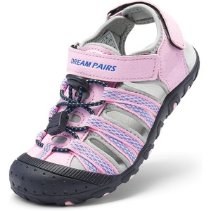 DREAM PAIRS Boys Girls Summer Outdoor Athletic Sport Sandals Hiking Beach Casual Water Closed Toe Adjustable Multicolor for Toddler/Little/Big Kids(Pink/Grey/Blue)