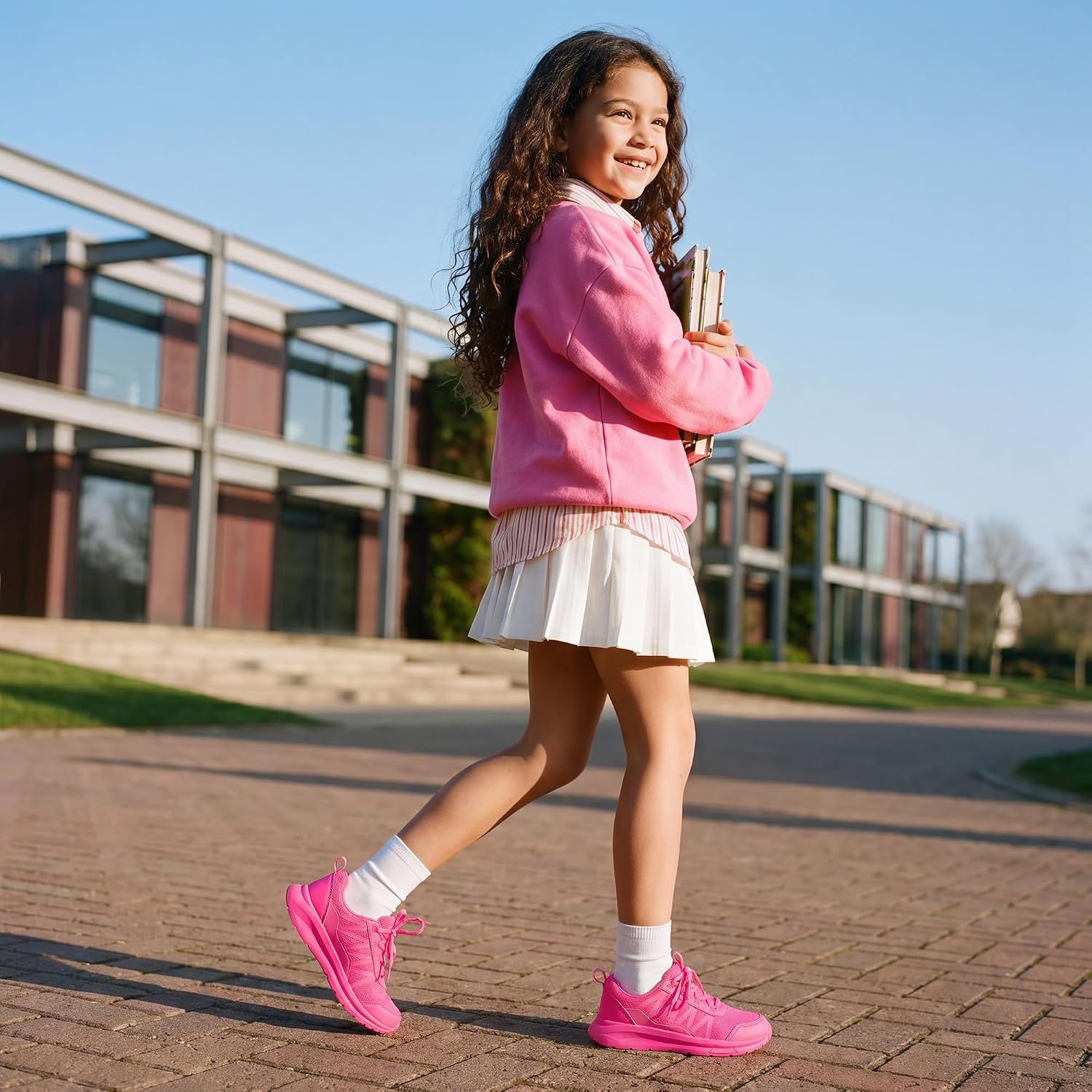 image:imageDREAM PAIRS Boys Girls Shoes Kids DuraPlay Tennis Running Non Slip Athletic Walking Lightweight Lace Up Footwear Sneakers for LittleBig KidHot Pink